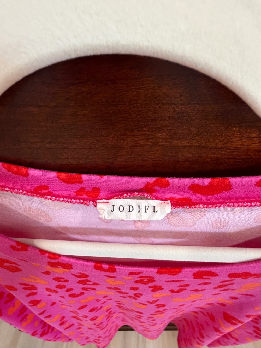JODIFL Hot Pink and Orange Leopard Print Ruffle Sleeve Tank - Picture 2 of 4